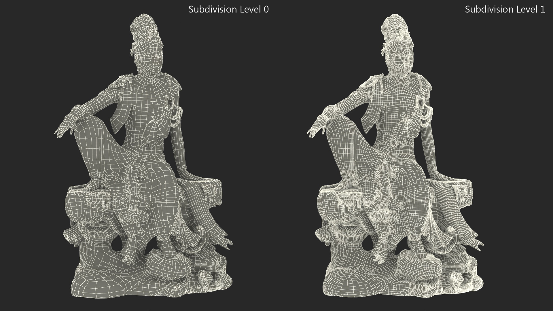 Guanyin Of The Southern Sea Statue for 3D Print 3D