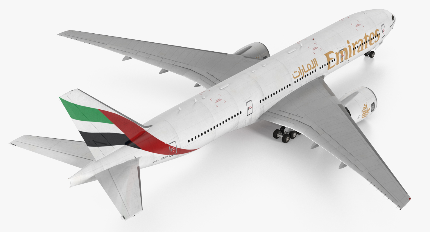 Boeing 777 200 Emirates Airlines Rigged 3D model