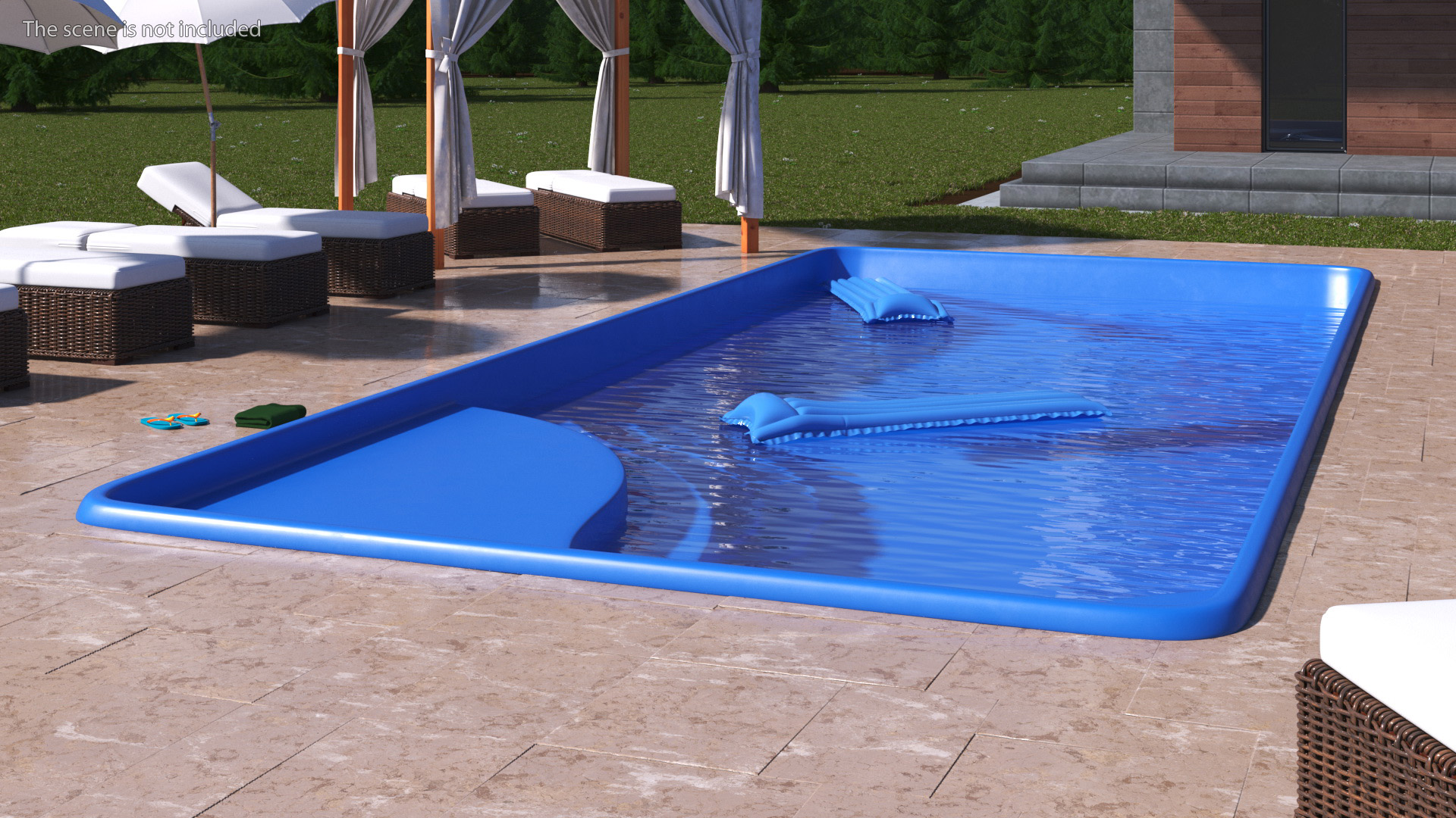 3D Tuscan Pool and Air Mattress model