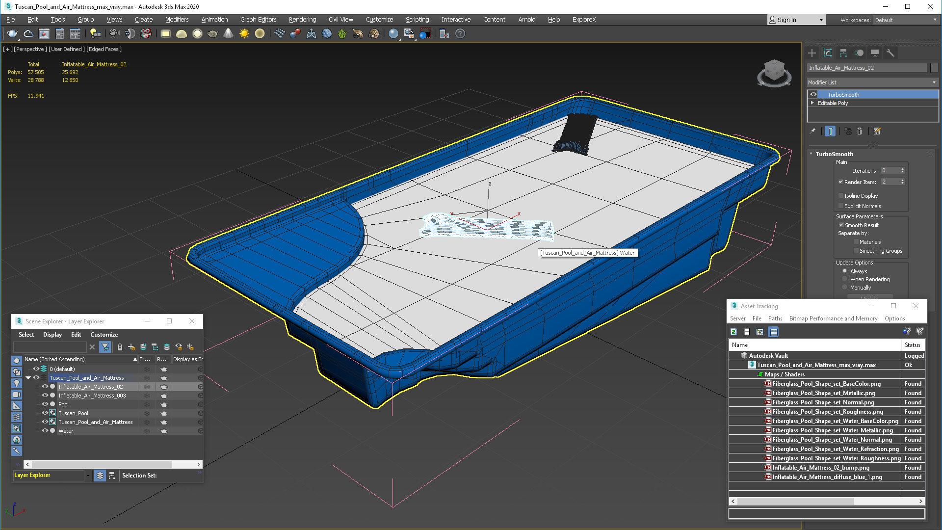 3D Tuscan Pool and Air Mattress model