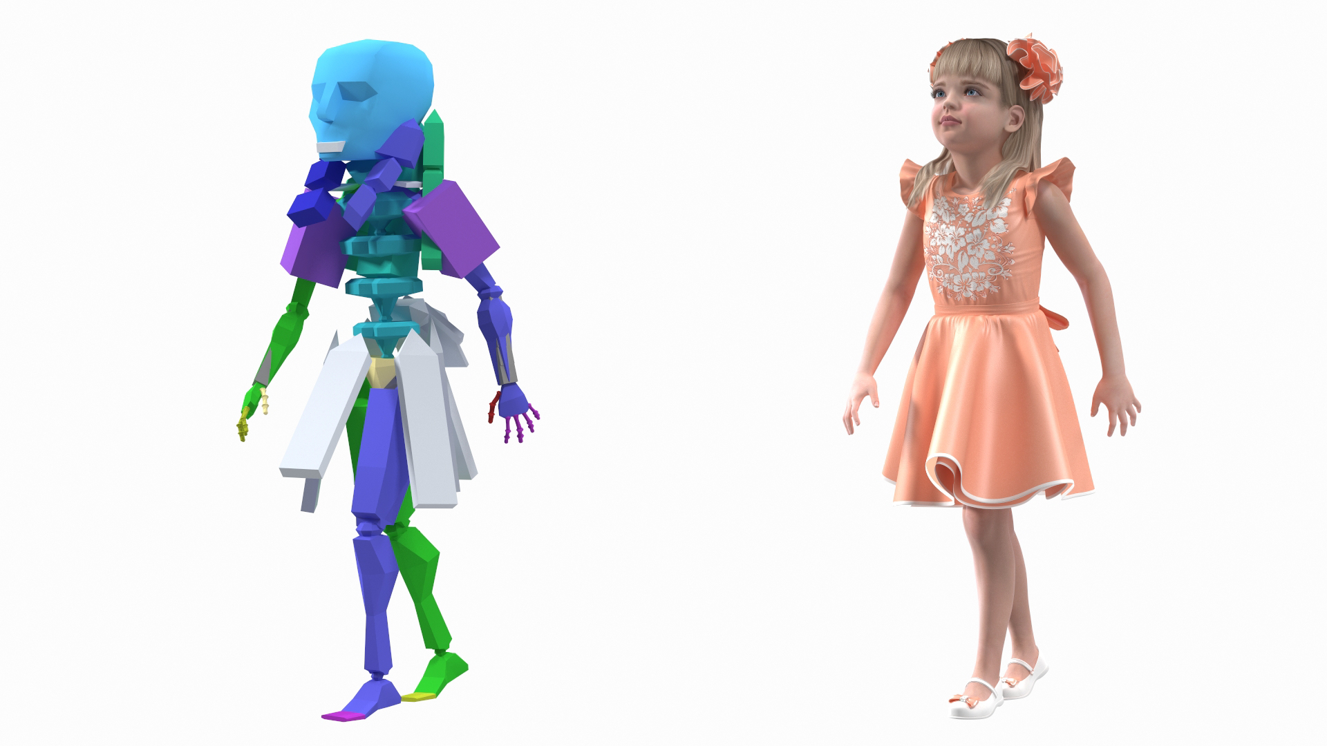 Child Girl Party Style Rigged 3D model