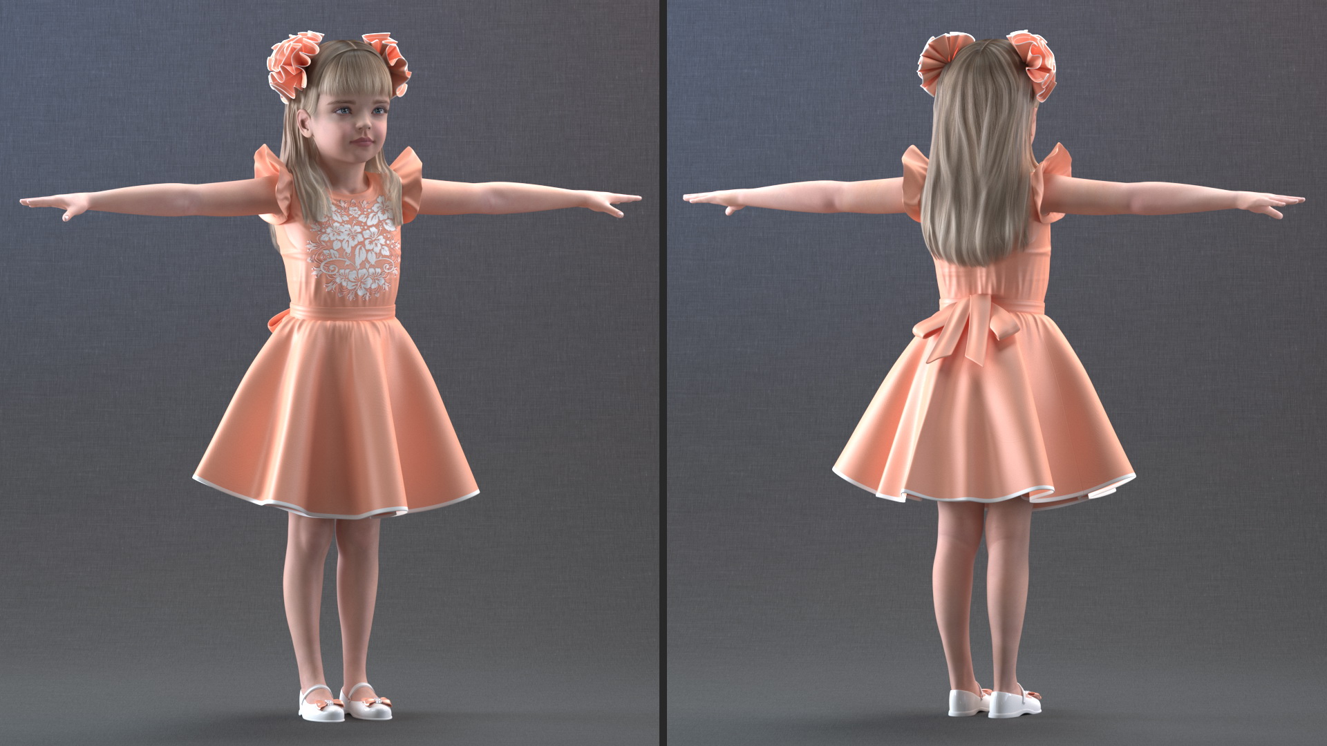 Child Girl Party Style Rigged 3D model