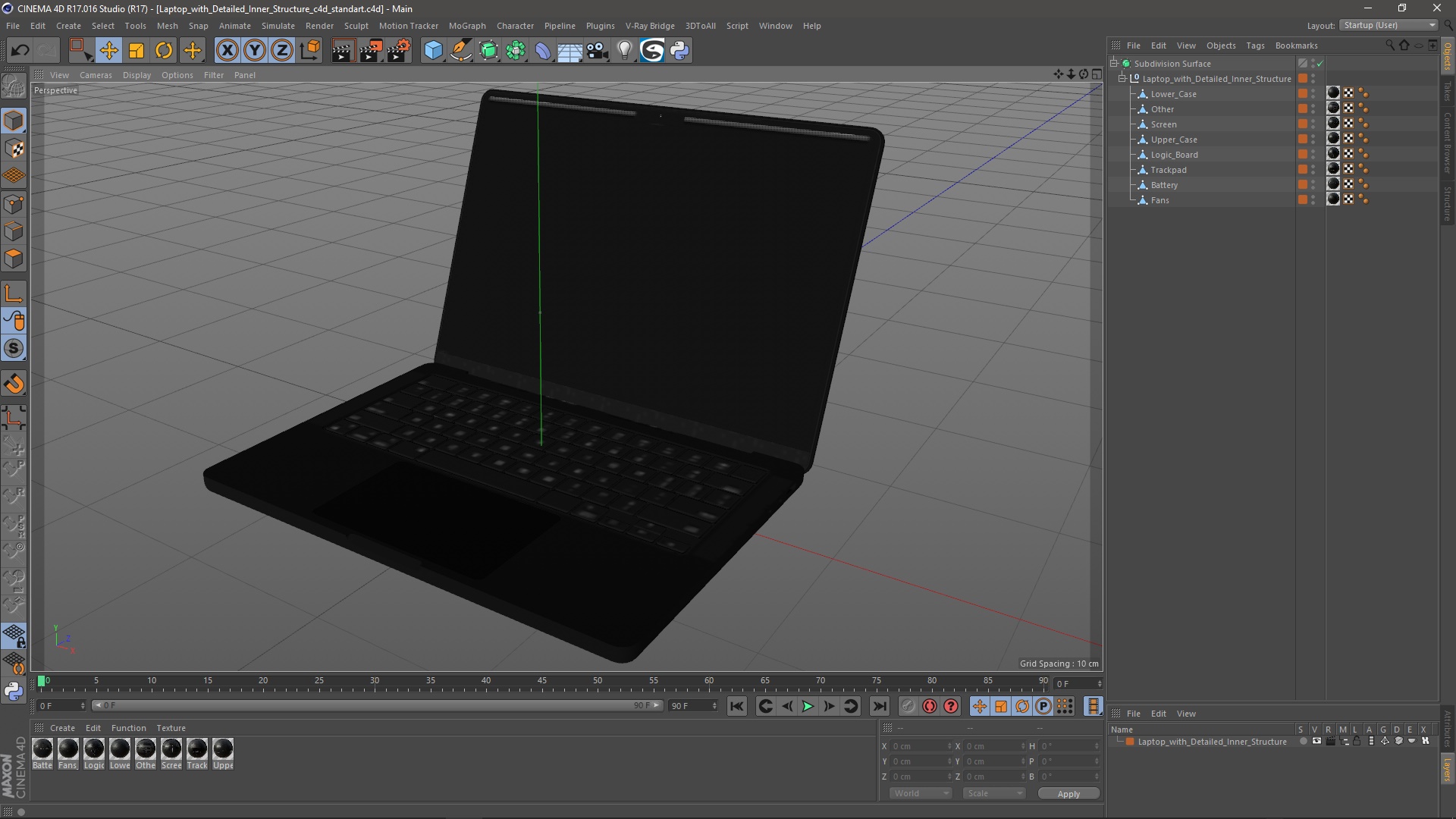 3D Laptop with Detailed Inner Structure