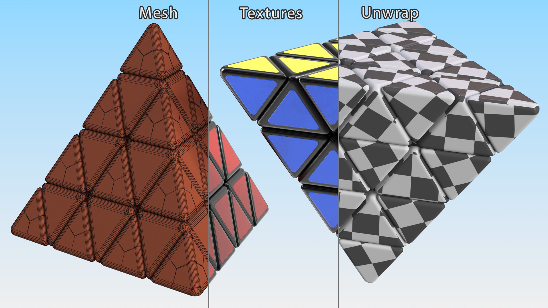 3D model Rubik Pyramid Puzzle Assembled