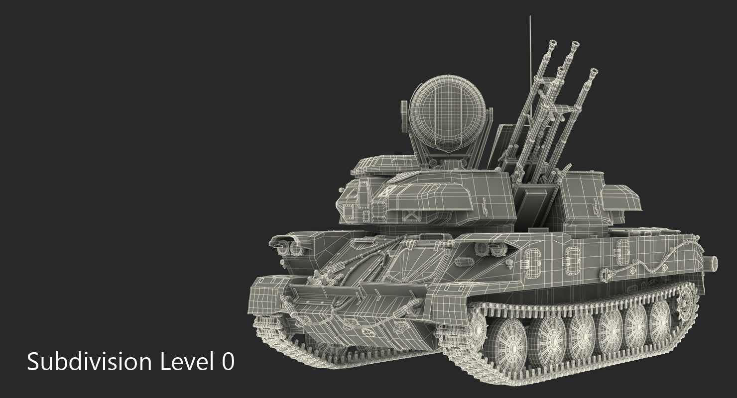 Anti Aircraft Tank ZSU 23 Shilka Rigged 3D model