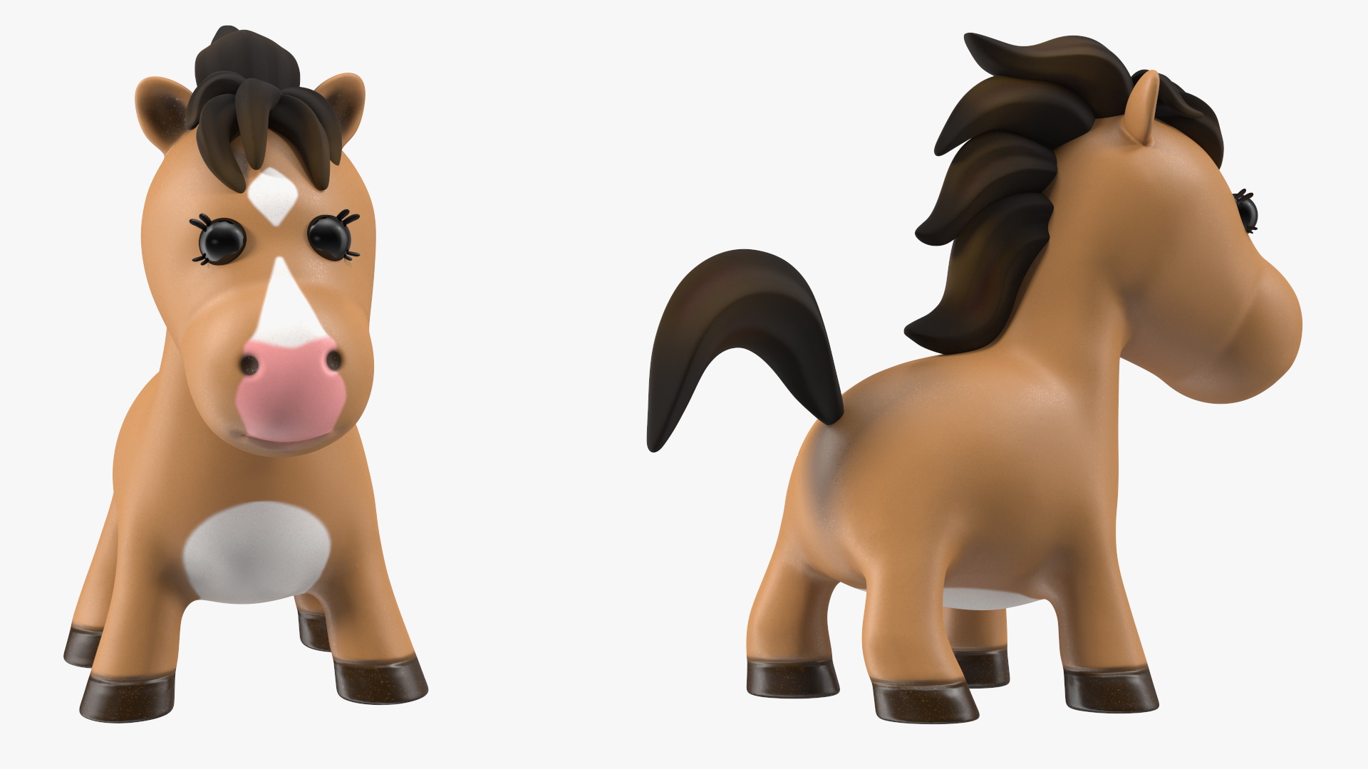 3D Brown Cartoon Horse Rigged