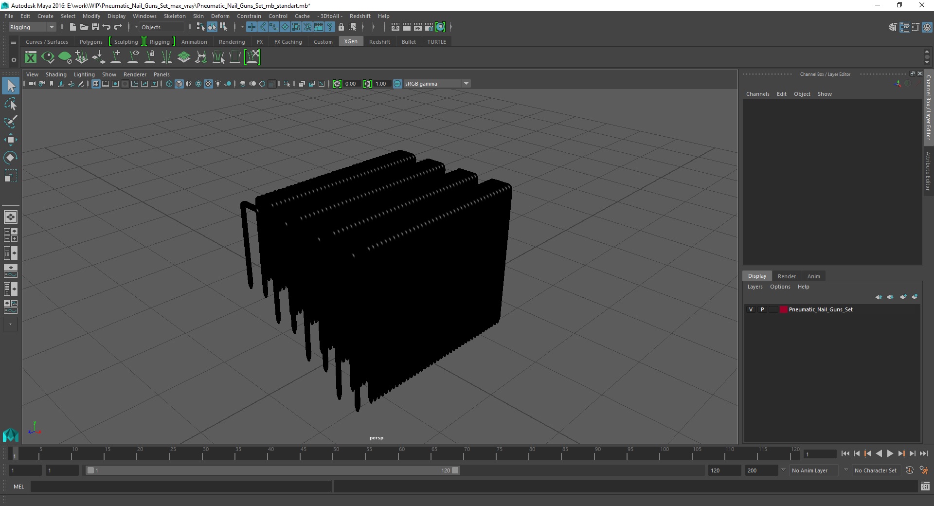 3D Pneumatic Nail Guns Set model