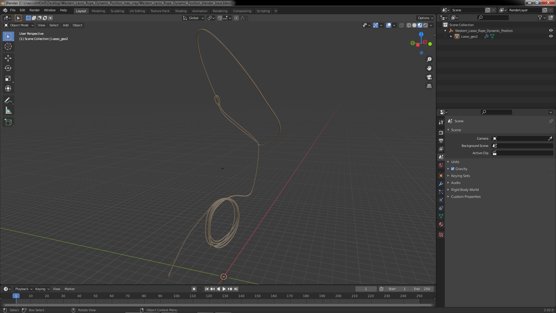 3D model Western Lasso Rope Dynamic Position