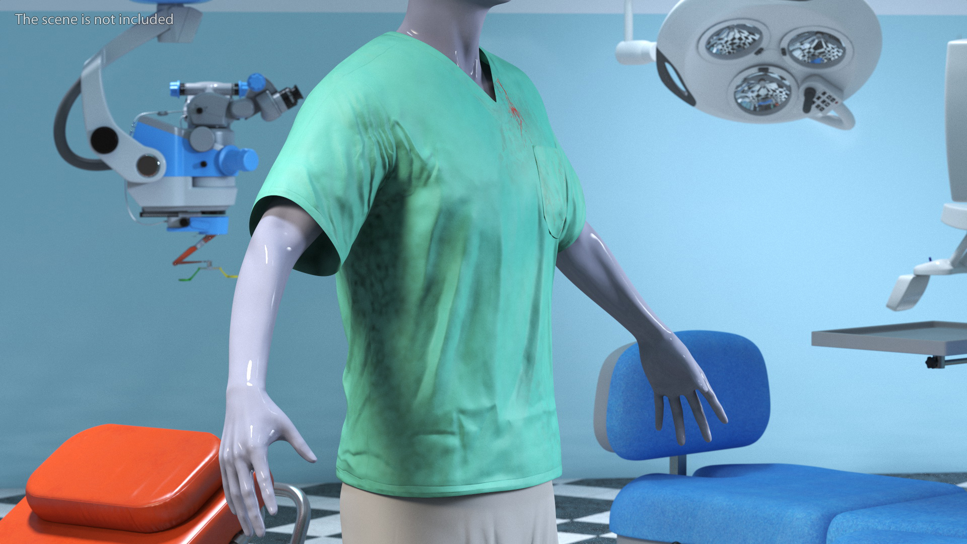 Surgeon Dress Pants and Shirt Scrub Blood Stained 3D model