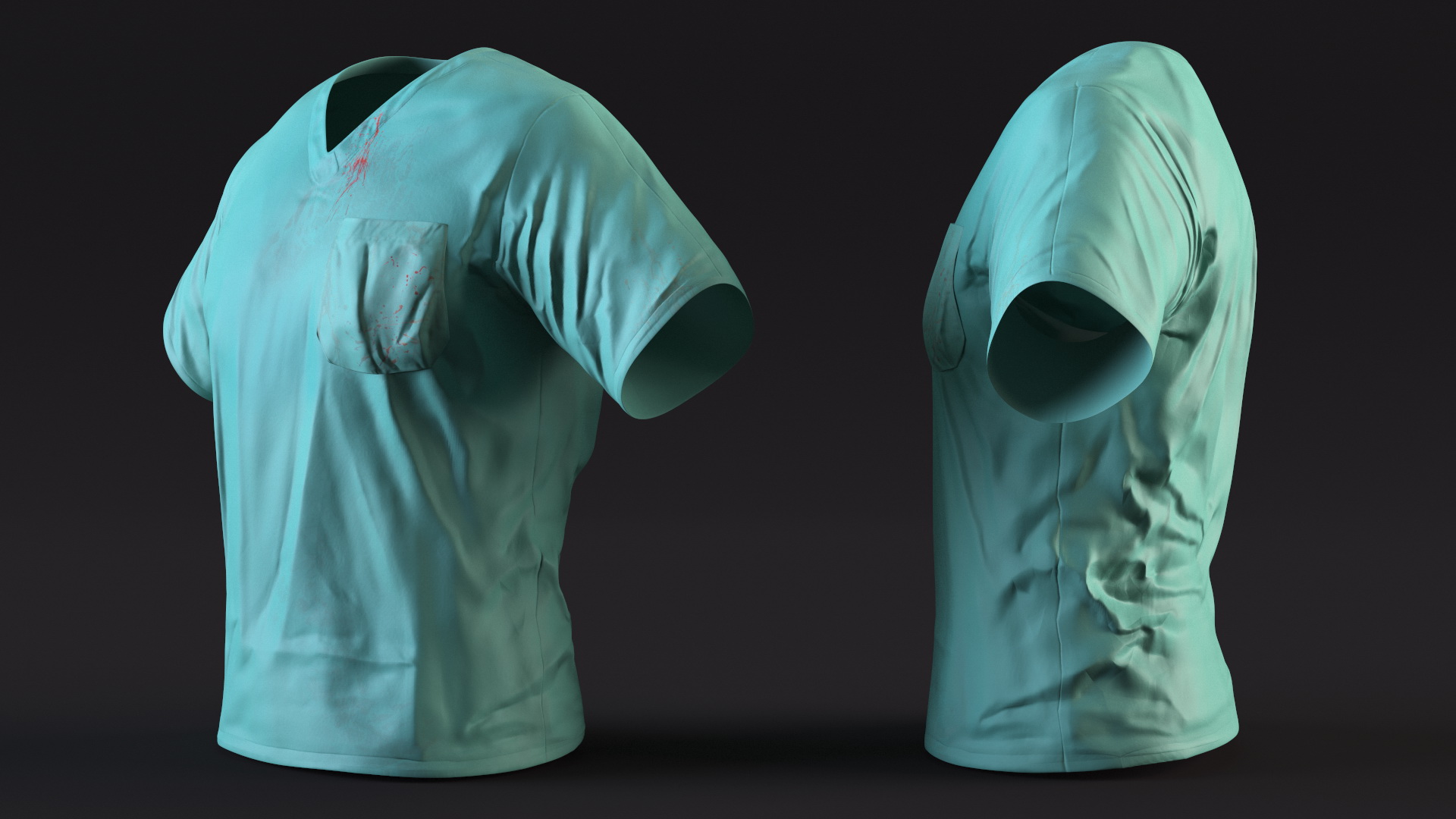 Surgeon Dress Pants and Shirt Scrub Blood Stained 3D model