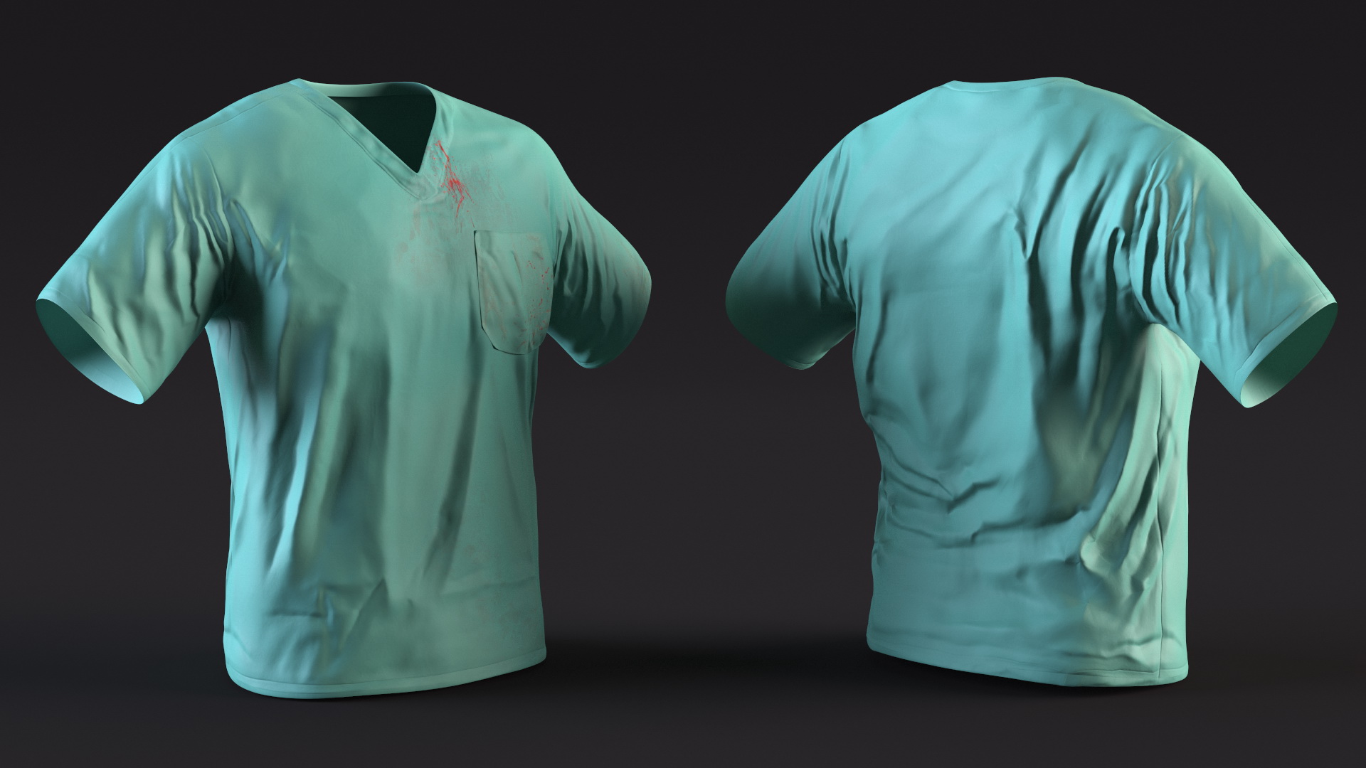 Surgeon Dress Pants and Shirt Scrub Blood Stained 3D model