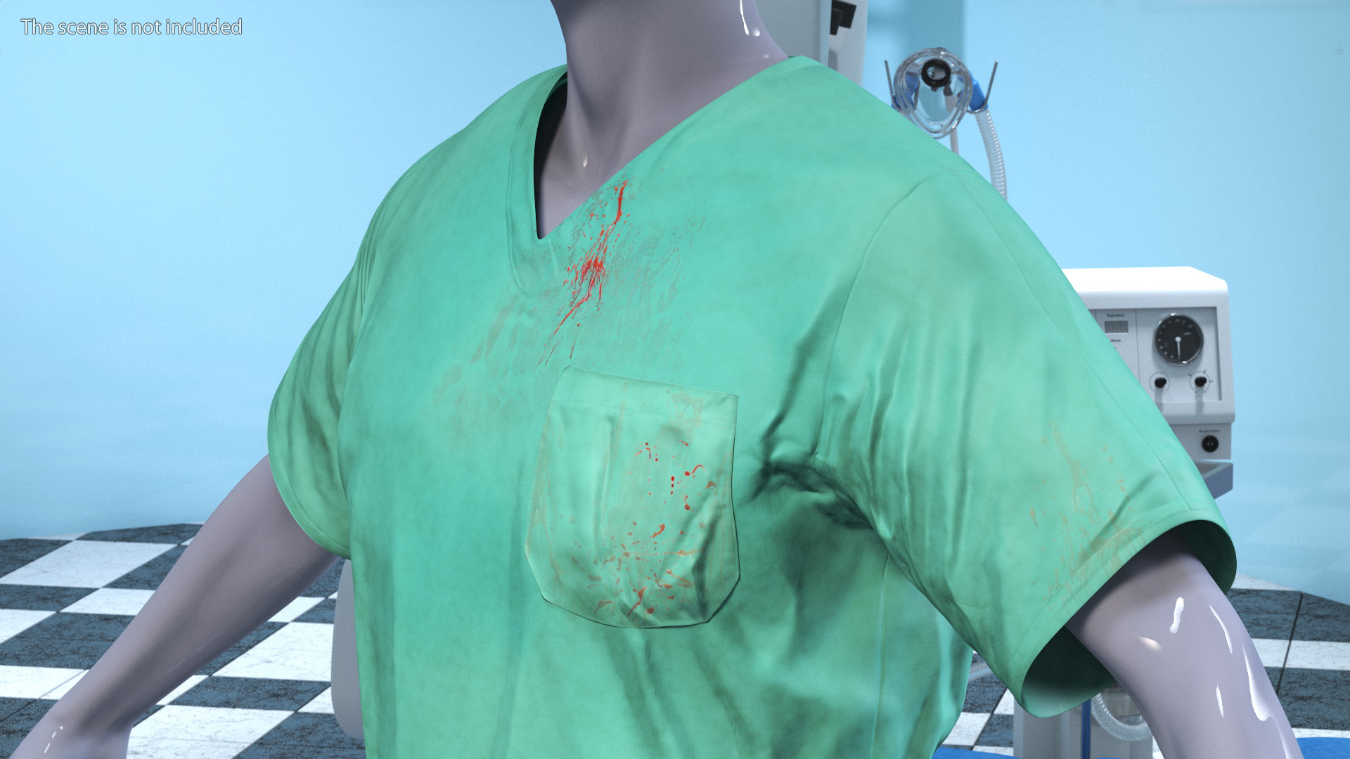 Surgeon Dress Pants and Shirt Scrub Blood Stained 3D model