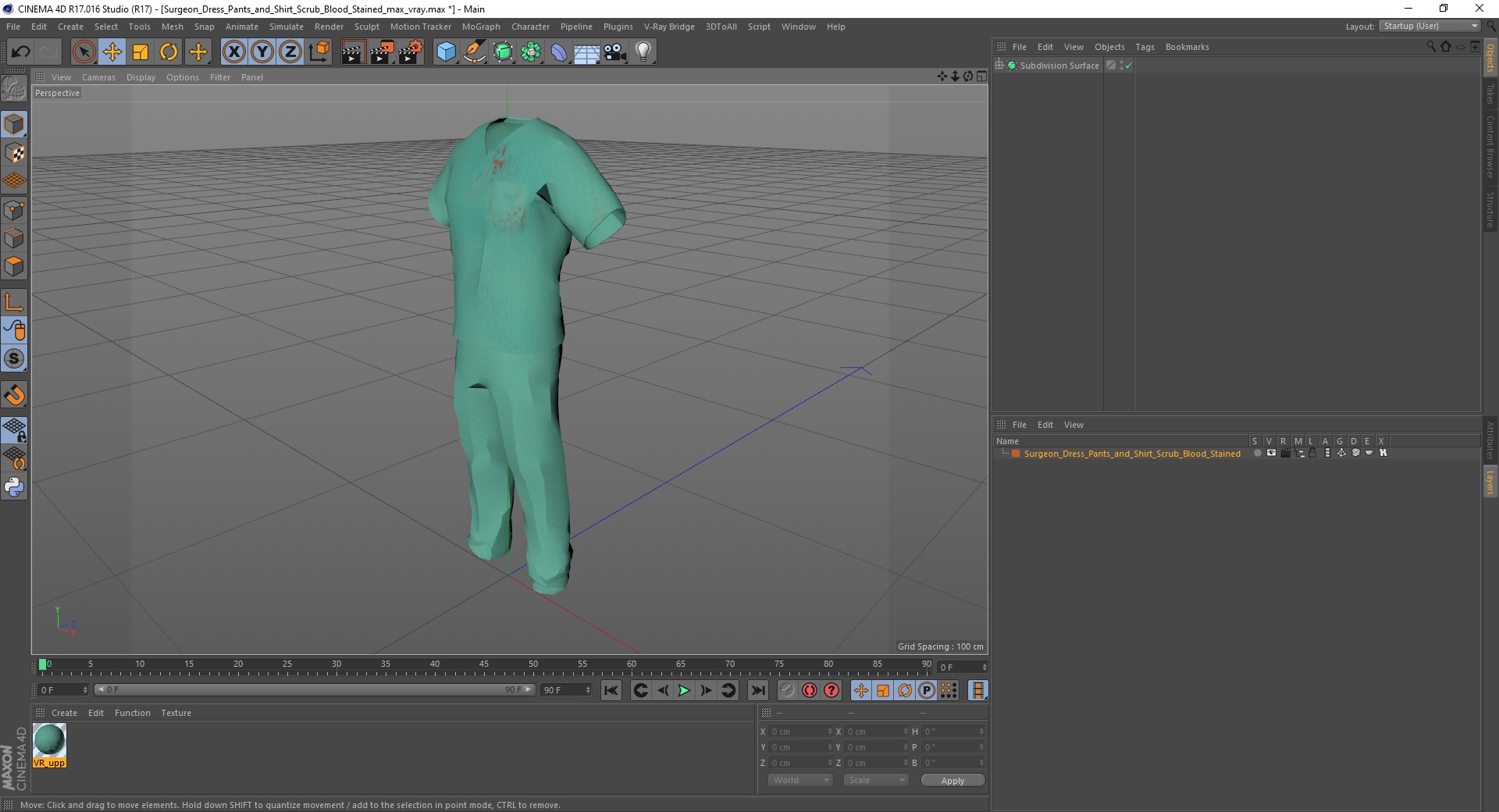 Surgeon Dress Pants and Shirt Scrub Blood Stained 3D model