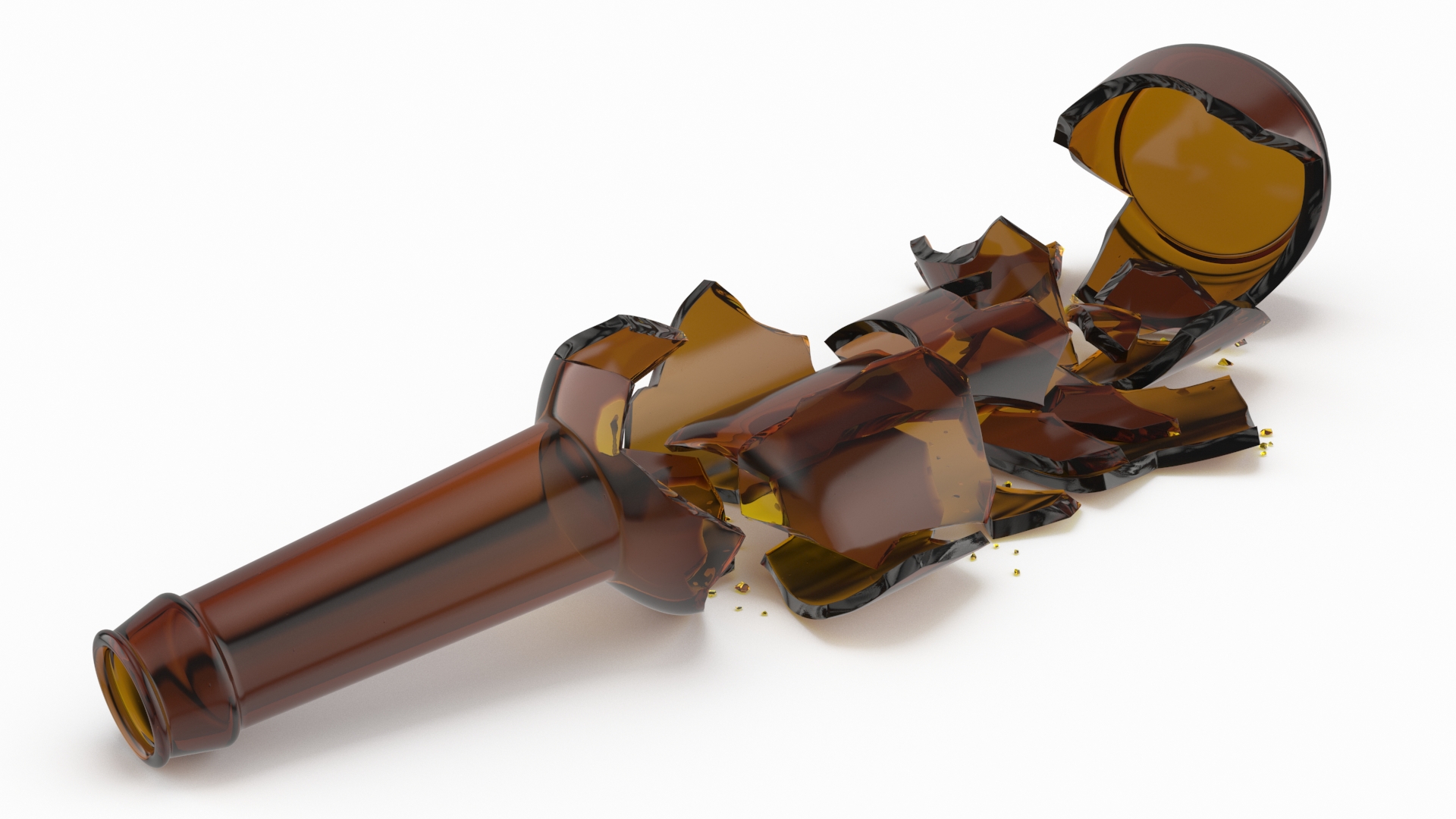 Shattered Glass Beer Bottle 3D