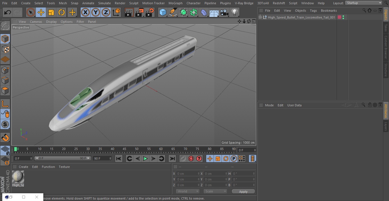 High Speed Bullet Train Locomotive Tail 3D model