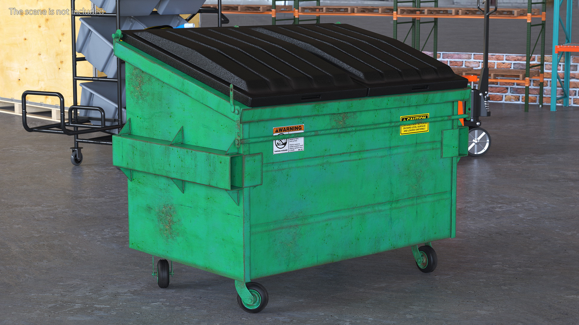 3D Industrial Dumpster with Open Lid model