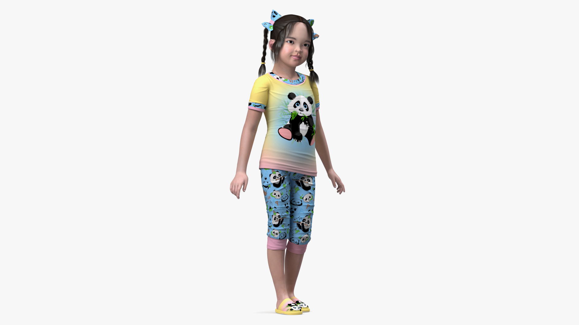 Asian Girl Baby in Pajamas Rigged for Maya 3D