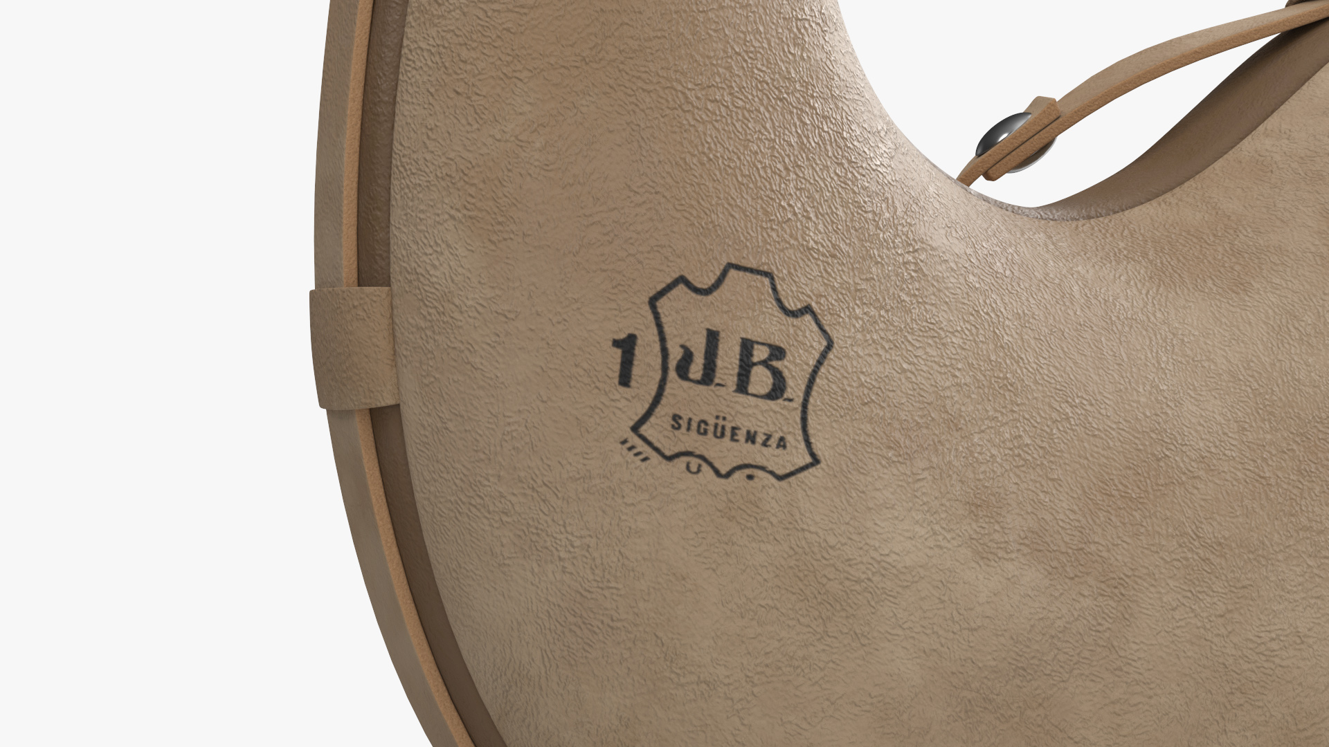 Curved Leather Wineskin JB Beige 3D