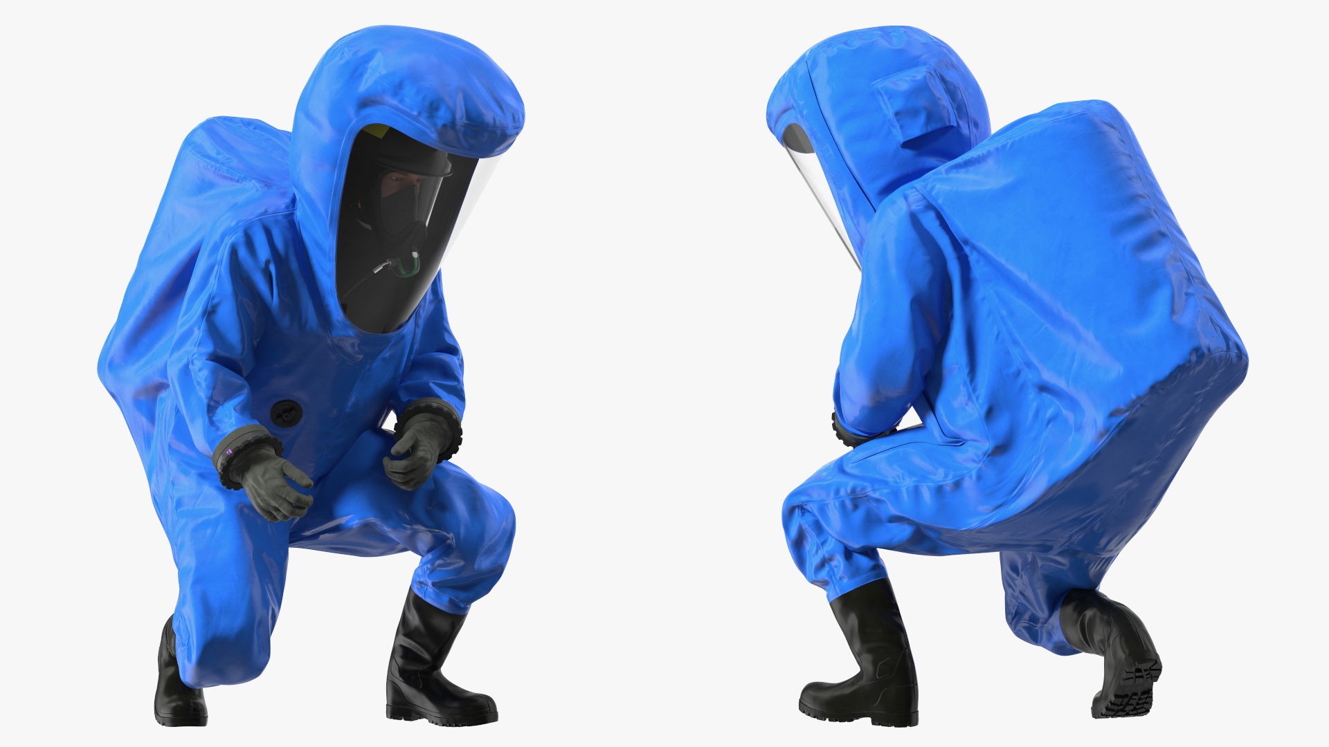 3D model Fully Encapsulating Chemical Protection Suit Squat Pose