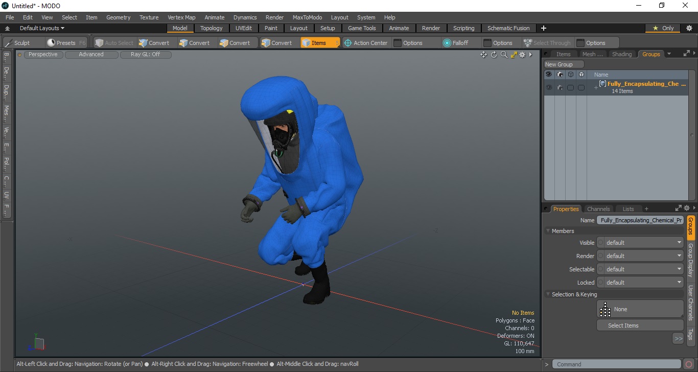 3D model Fully Encapsulating Chemical Protection Suit Squat Pose