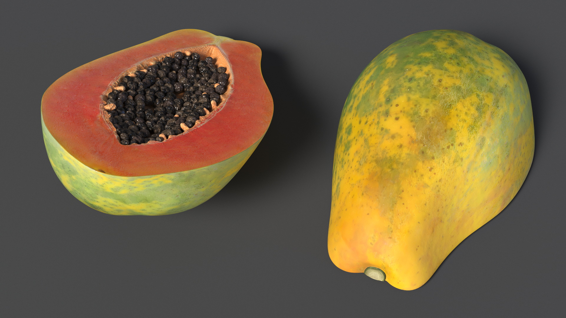 Papaya Half Cut Yellow 3D