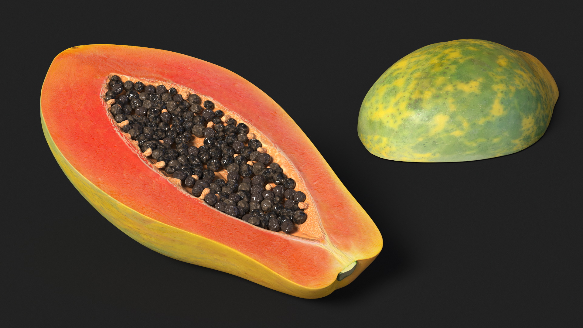 Papaya Half Cut Yellow 3D