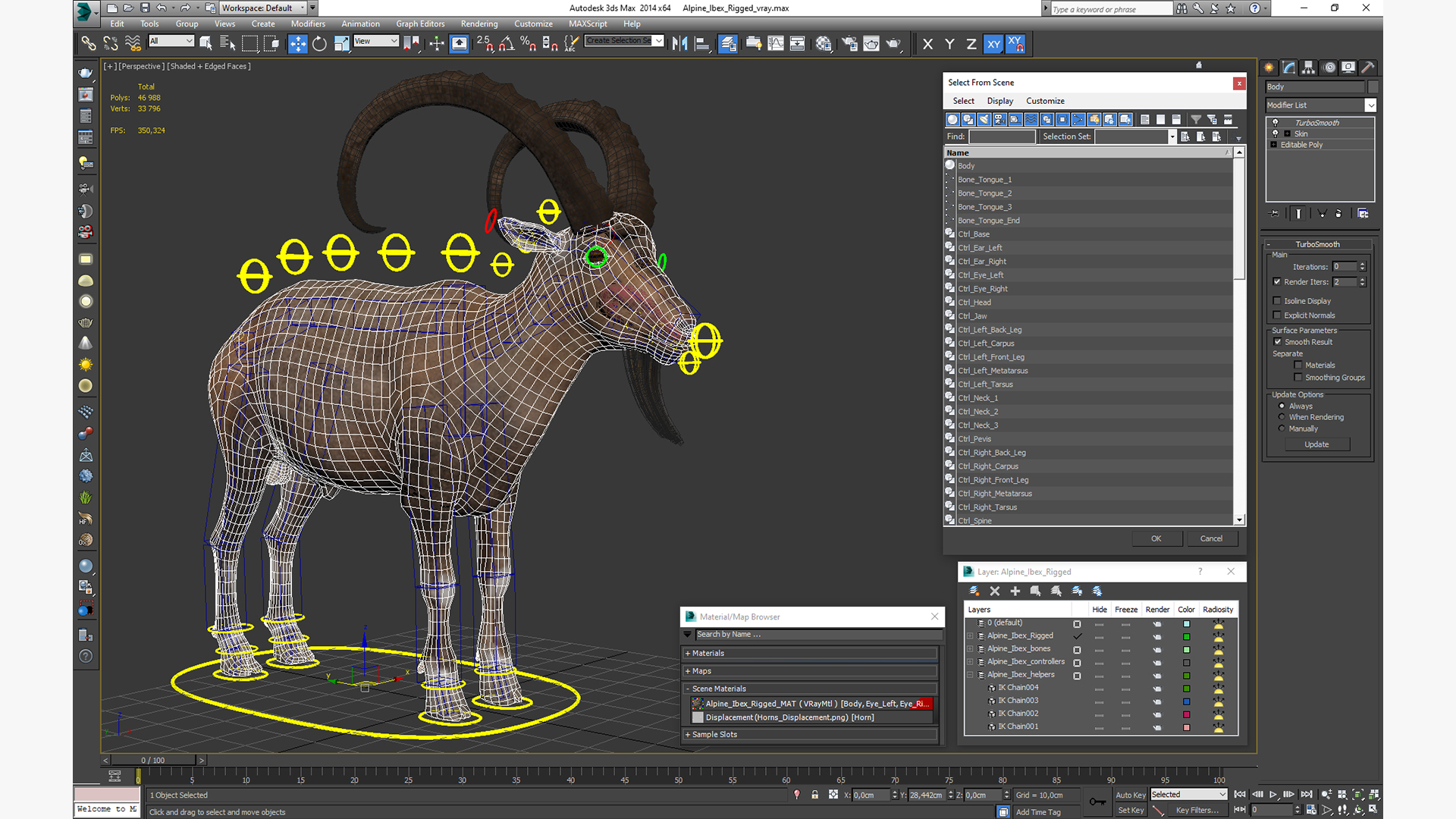 3D Alpine Ibex Rigged model