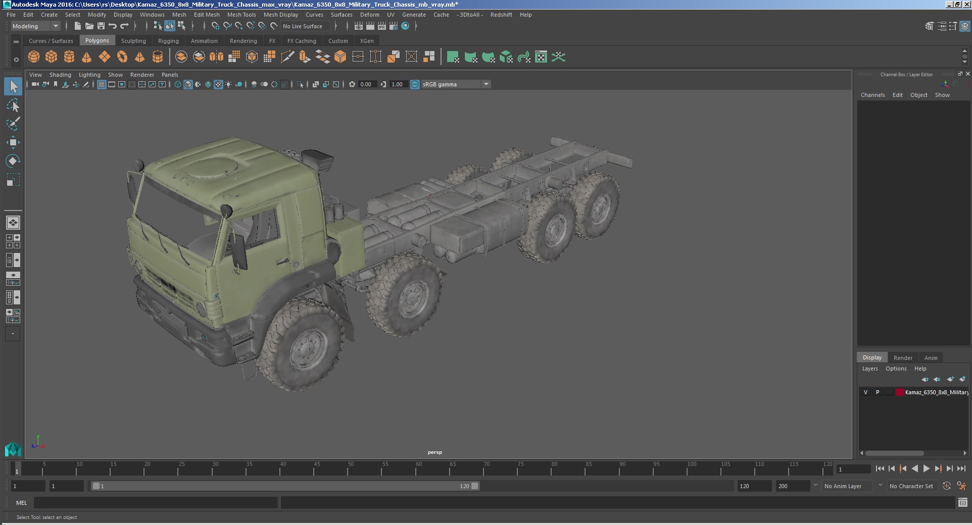 Kamaz 6350 8x8 Military Truck Chassis 3D