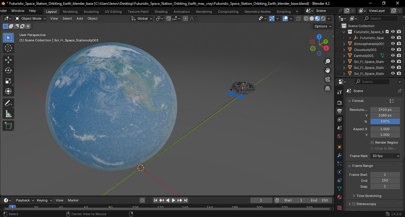 Futuristic Space Station Orbiting Earth 3D model