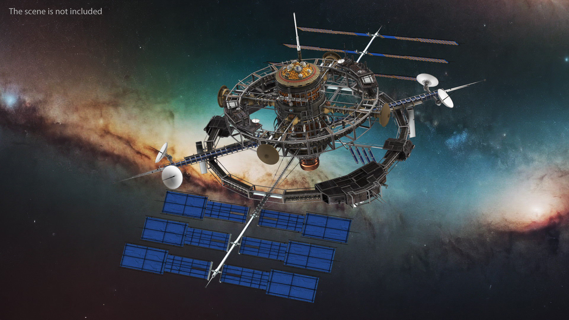 Futuristic Space Station Orbiting Earth 3D model