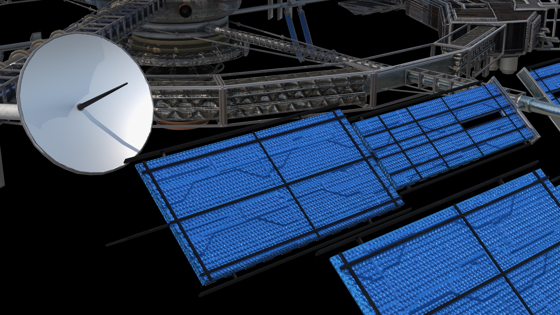 Futuristic Space Station Orbiting Earth 3D model