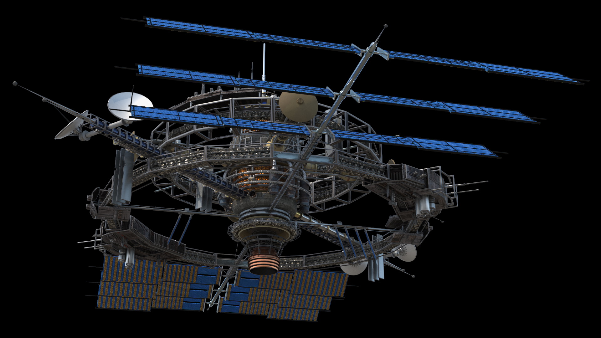 Futuristic Space Station Orbiting Earth 3D model