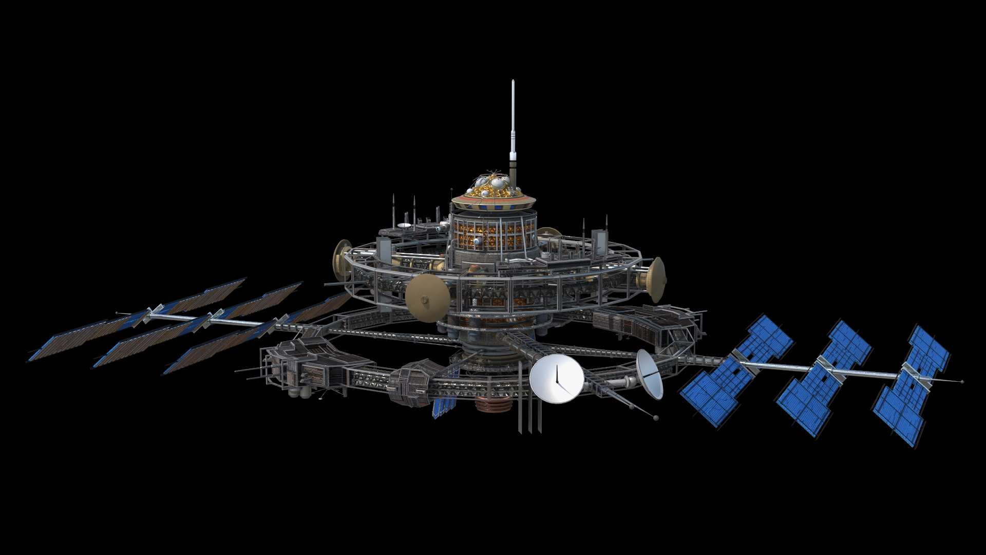 Futuristic Space Station Orbiting Earth 3D model