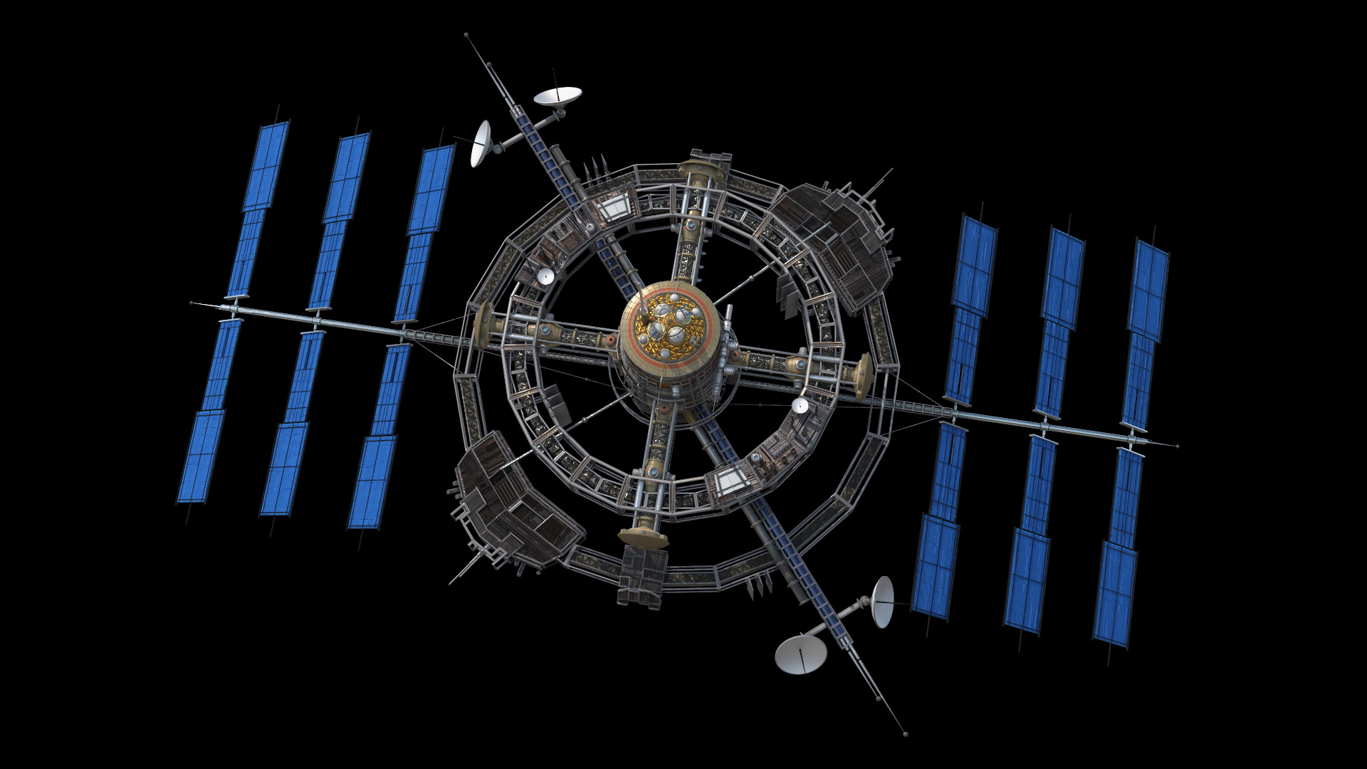 Futuristic Space Station Orbiting Earth 3D model