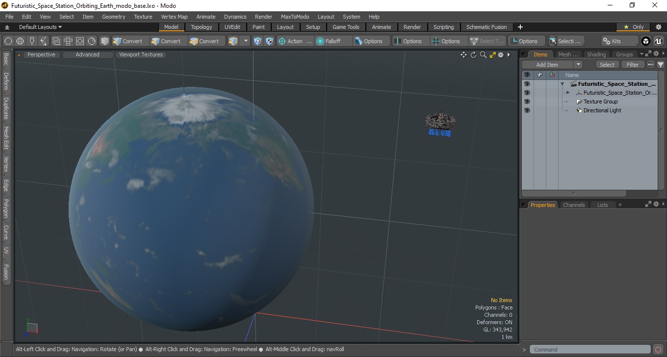 Futuristic Space Station Orbiting Earth 3D model