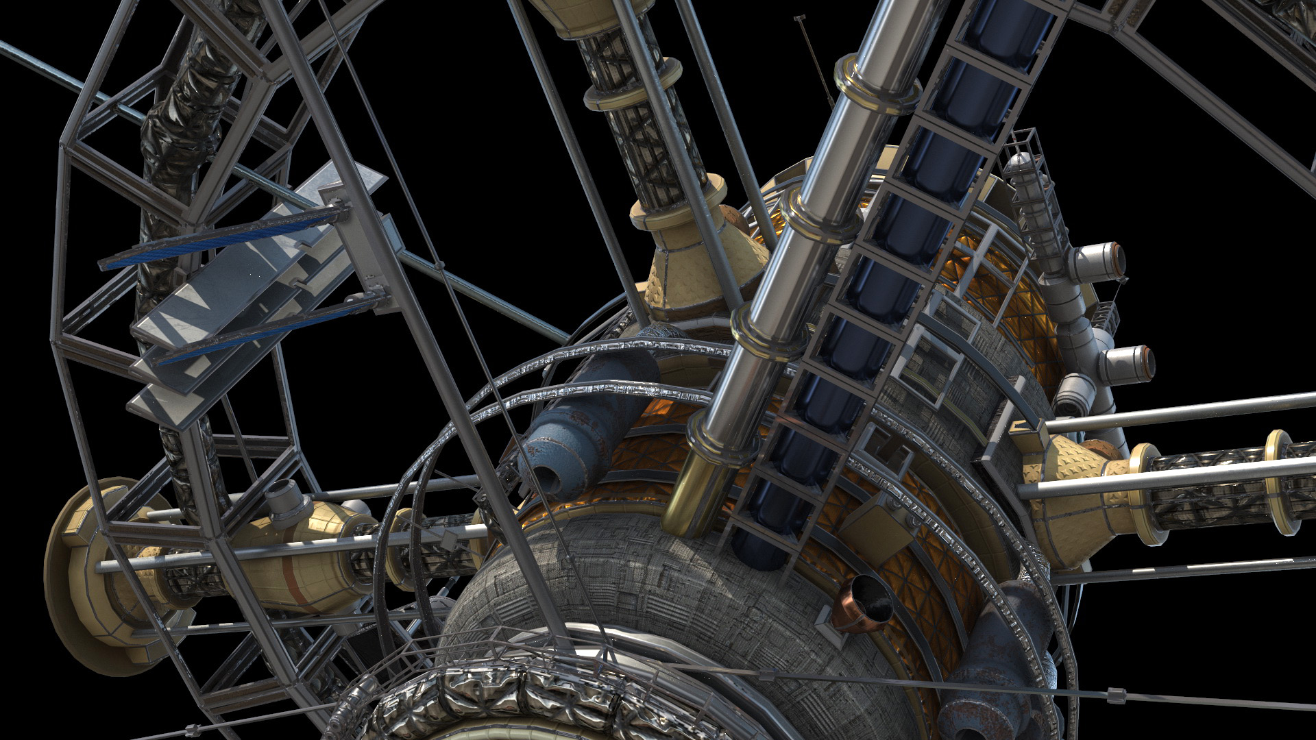 Futuristic Space Station Orbiting Earth 3D model