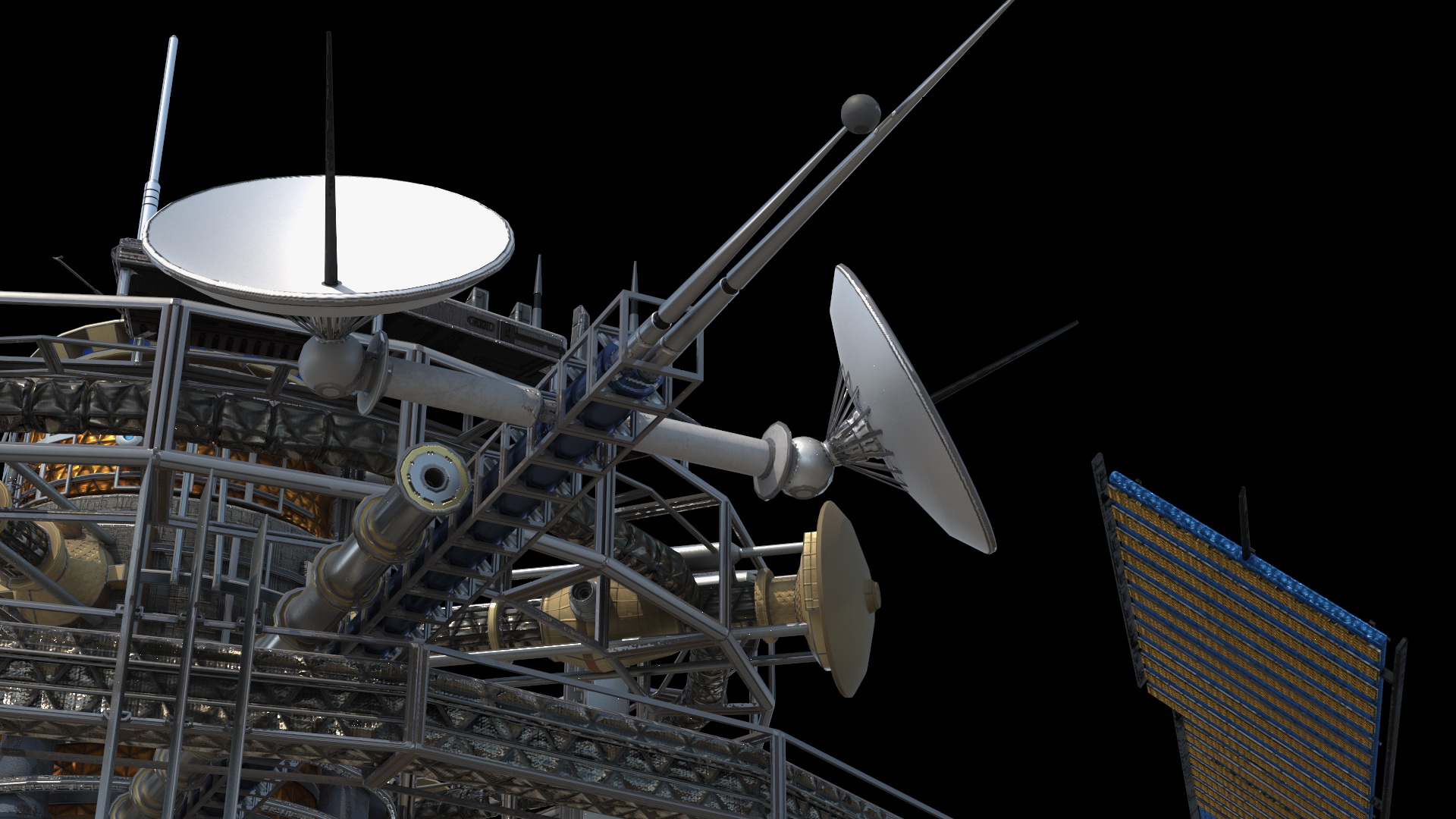 Futuristic Space Station Orbiting Earth 3D model