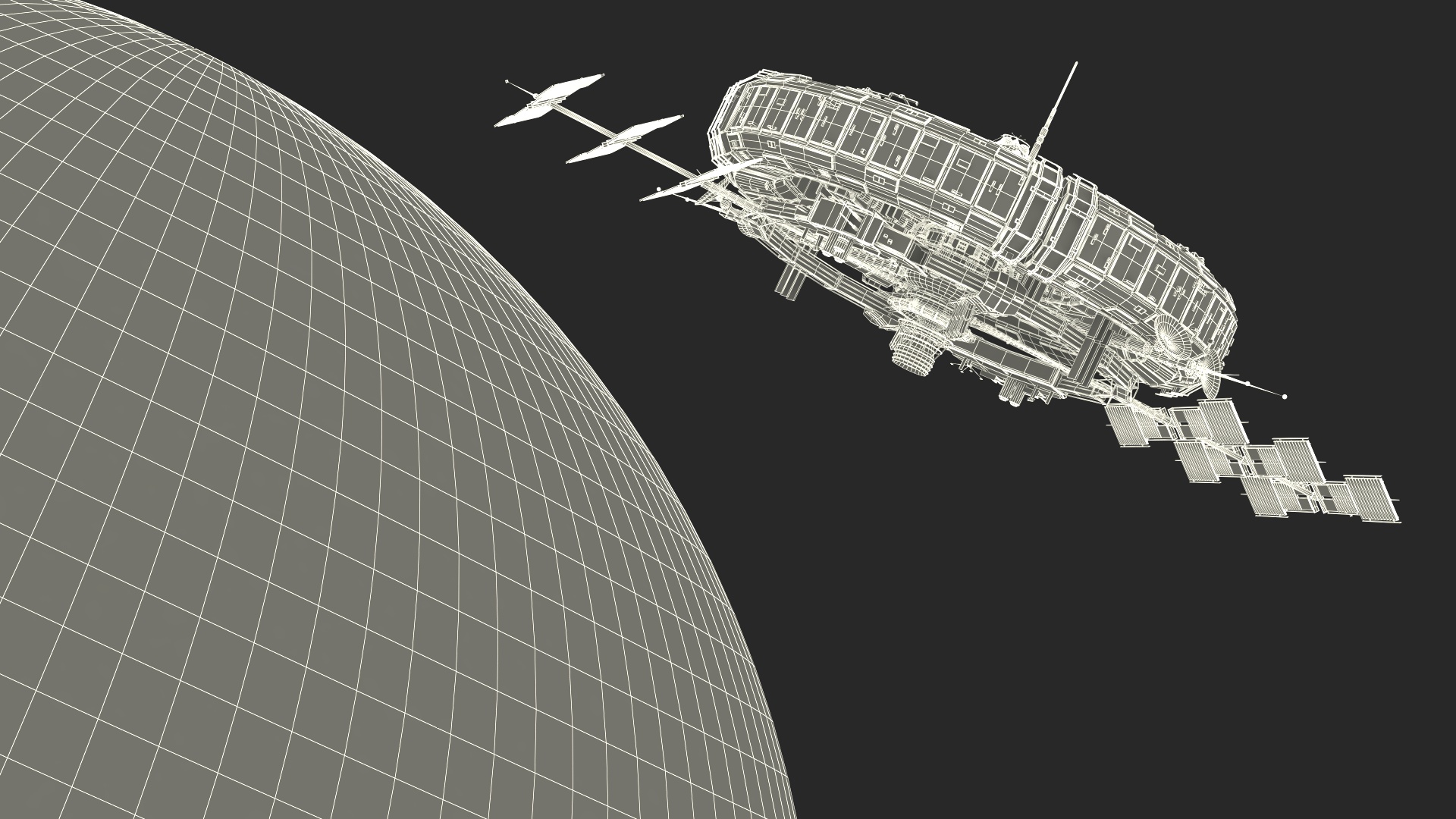 Futuristic Space Station Orbiting Earth 3D model