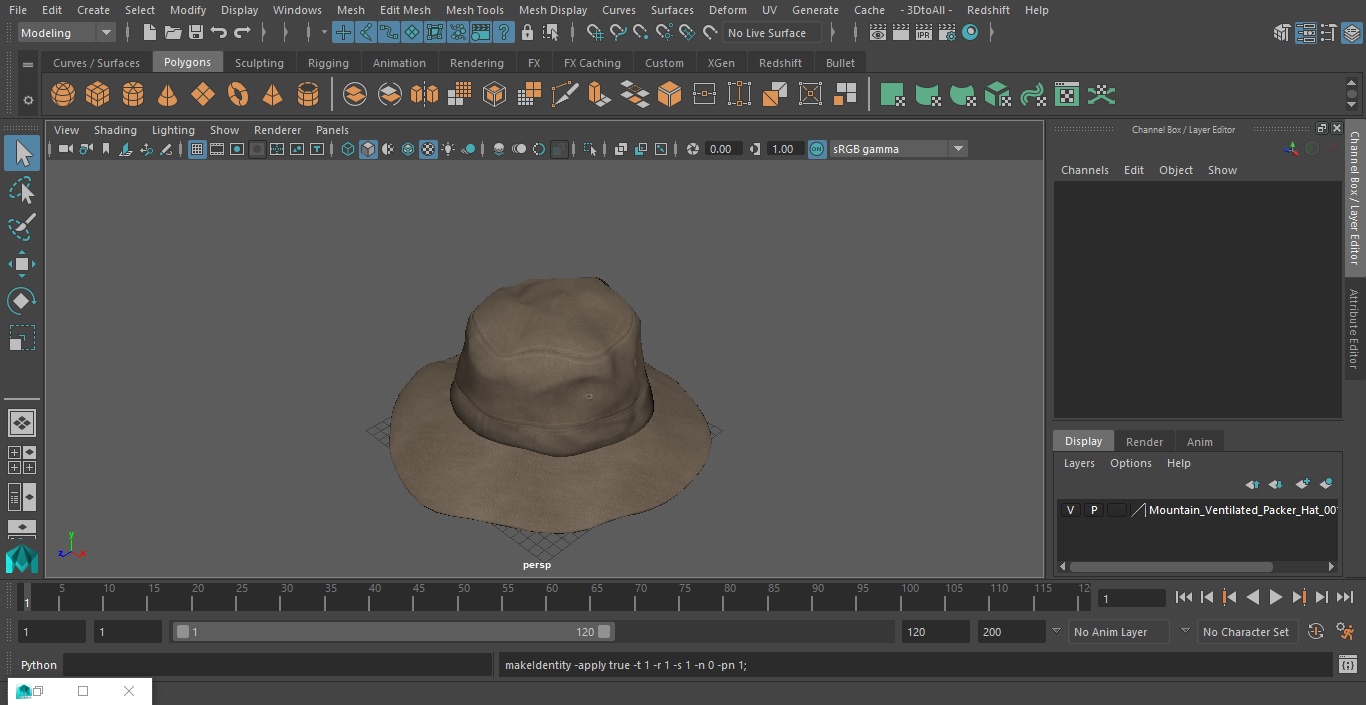 3D model Mountain Ventilated Packer Hat