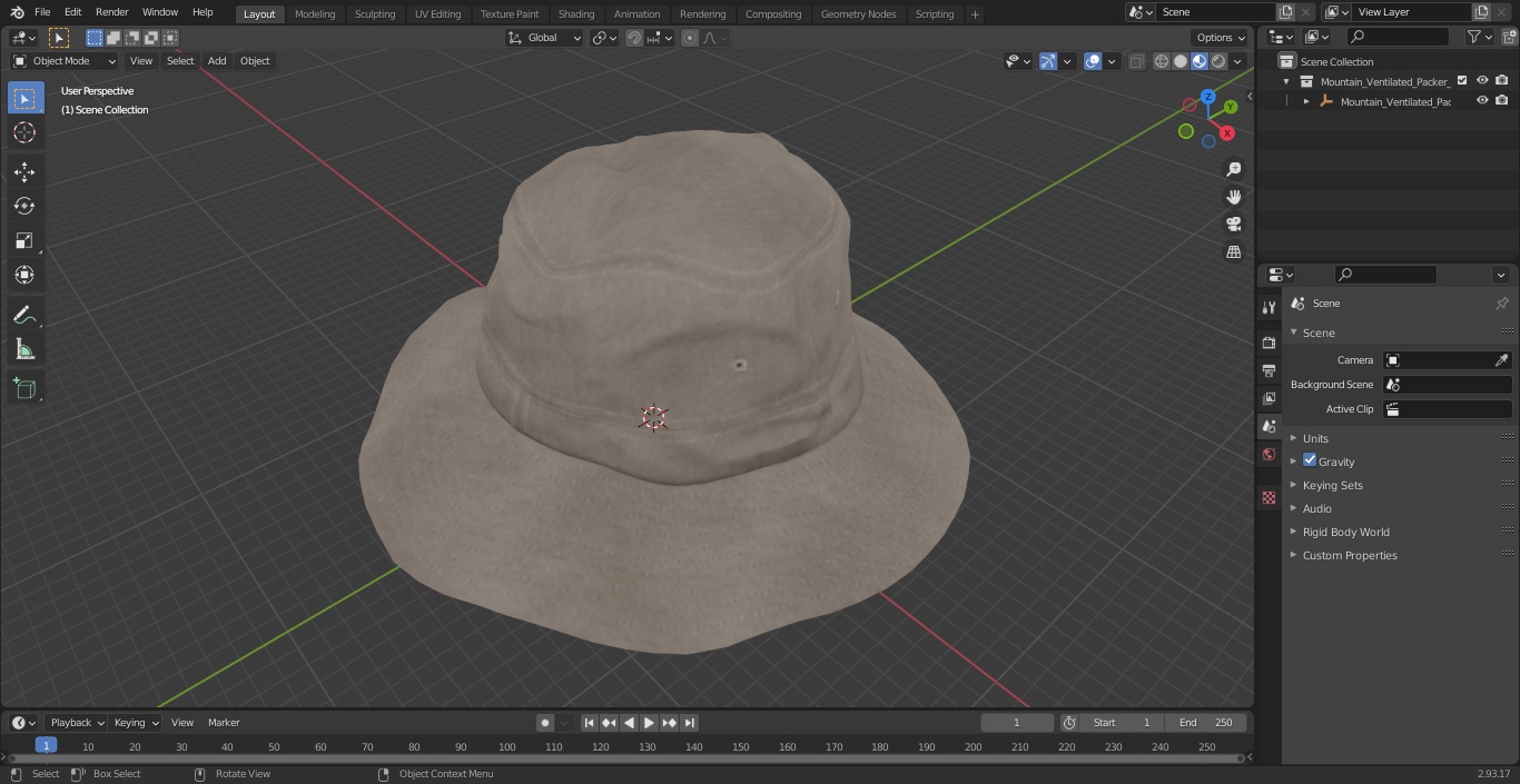 3D model Mountain Ventilated Packer Hat