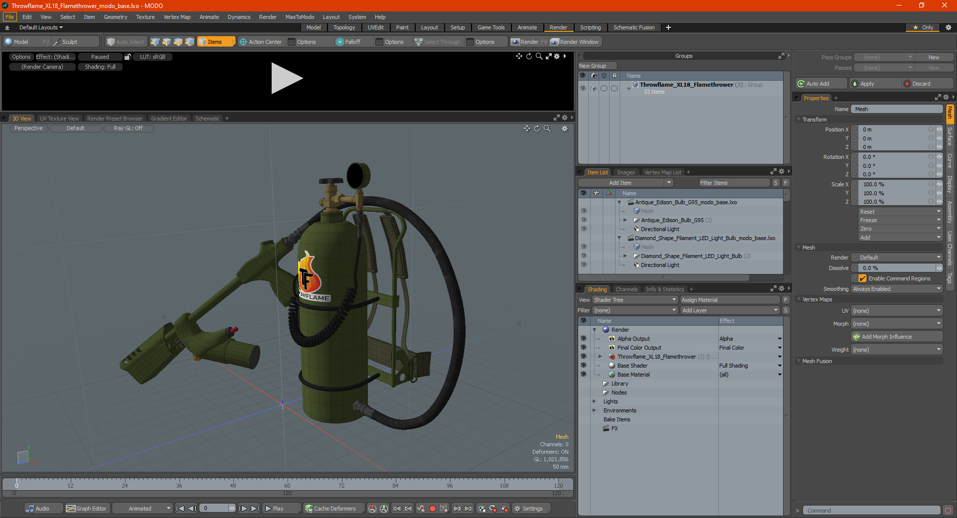 3D Throwflame XL18 Flamethrower model