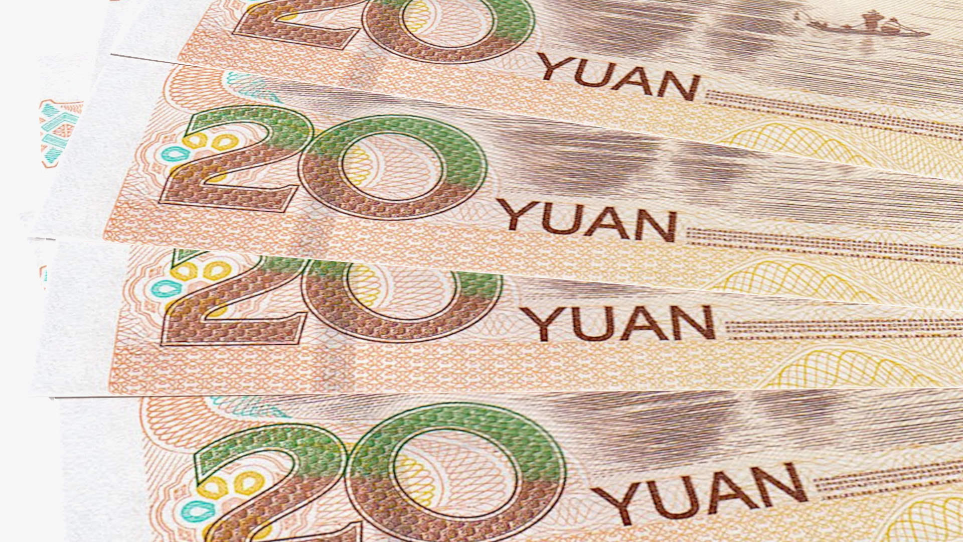 Fan of Chinese 20 Yuan 2019 Banknotes 3D