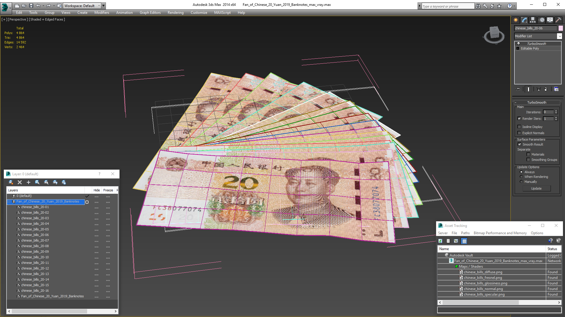 Fan of Chinese 20 Yuan 2019 Banknotes 3D