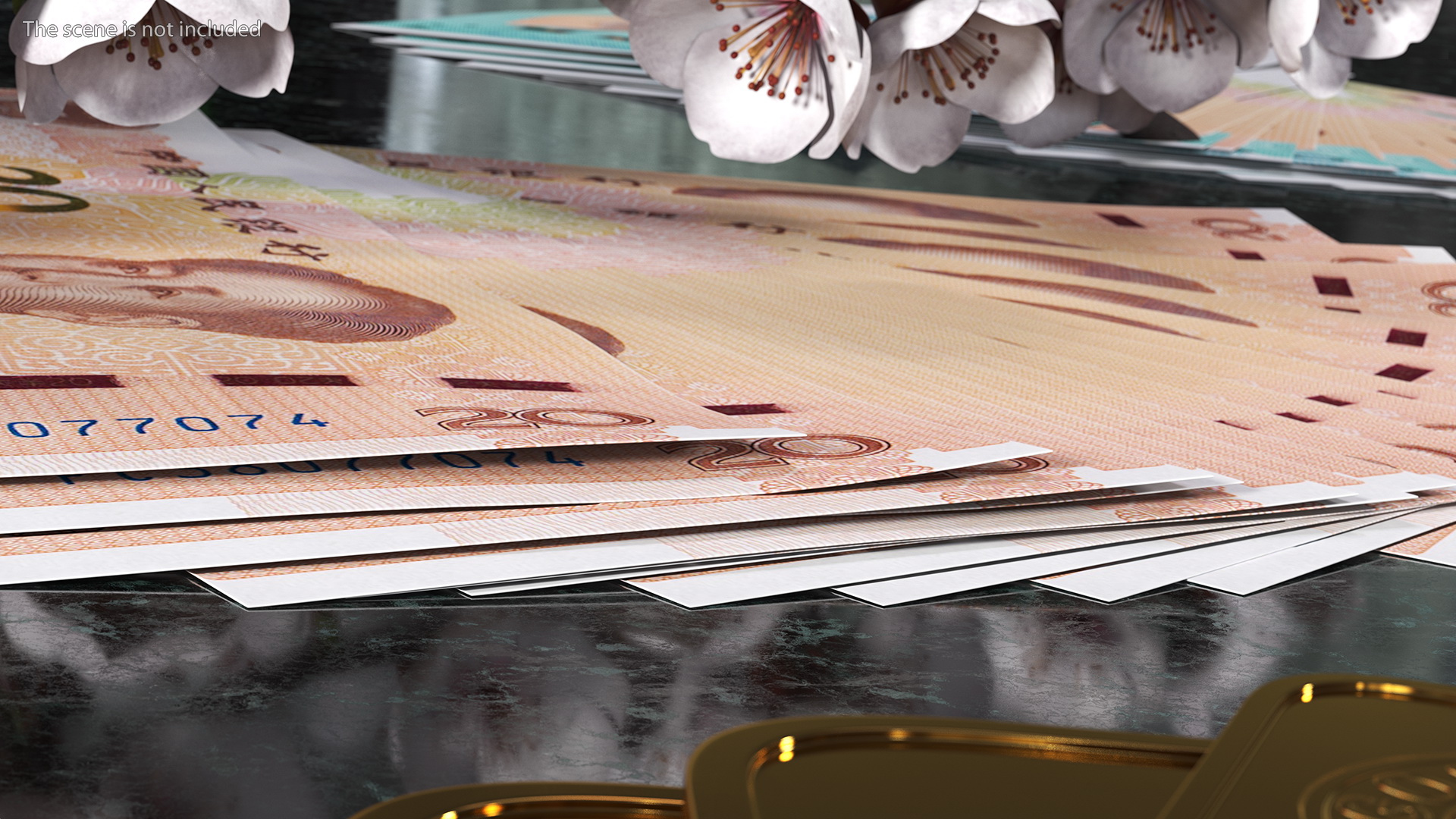 Fan of Chinese 20 Yuan 2019 Banknotes 3D