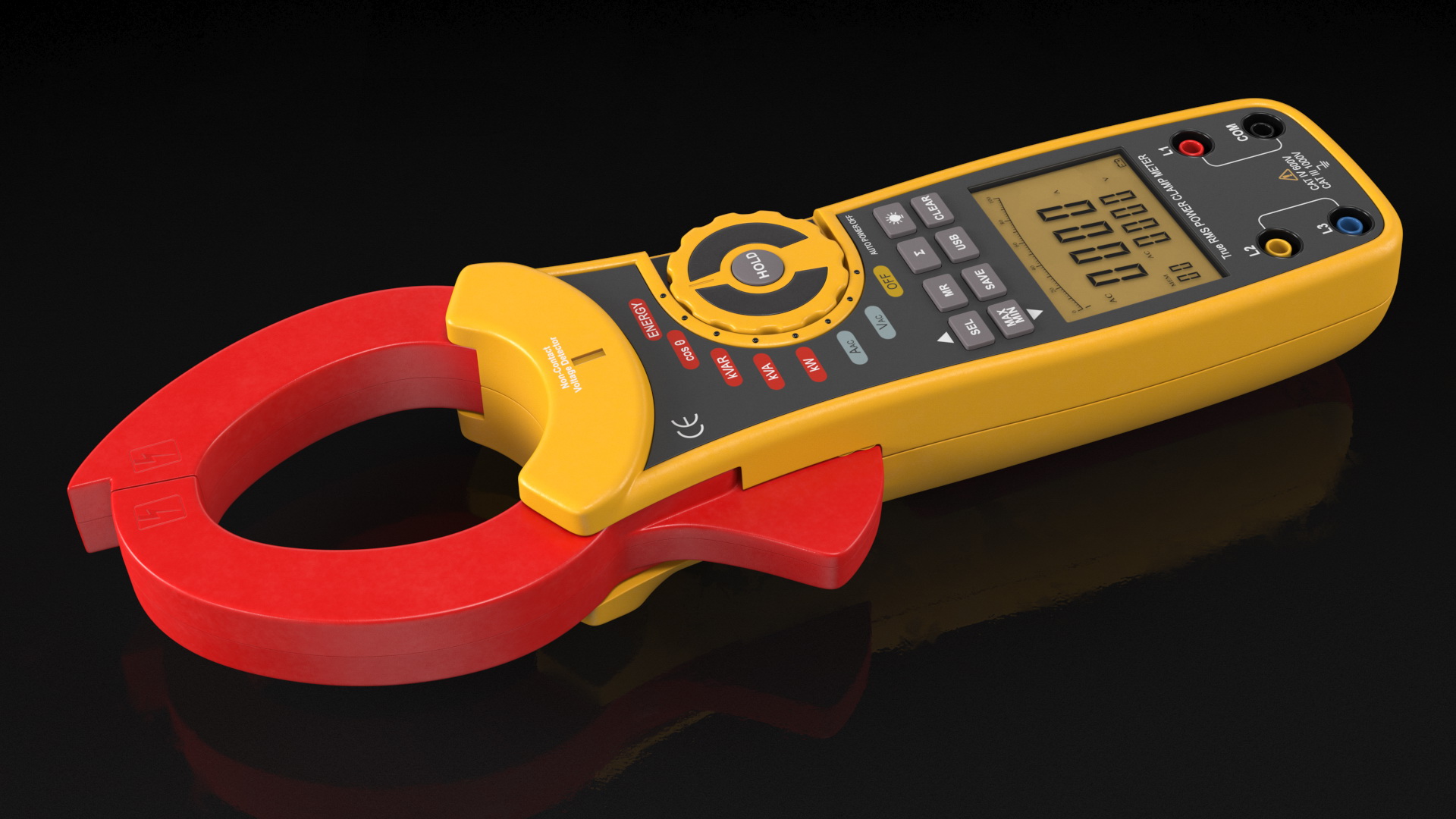 Clamp Digital Wattmeter CEM Yellow 3D model