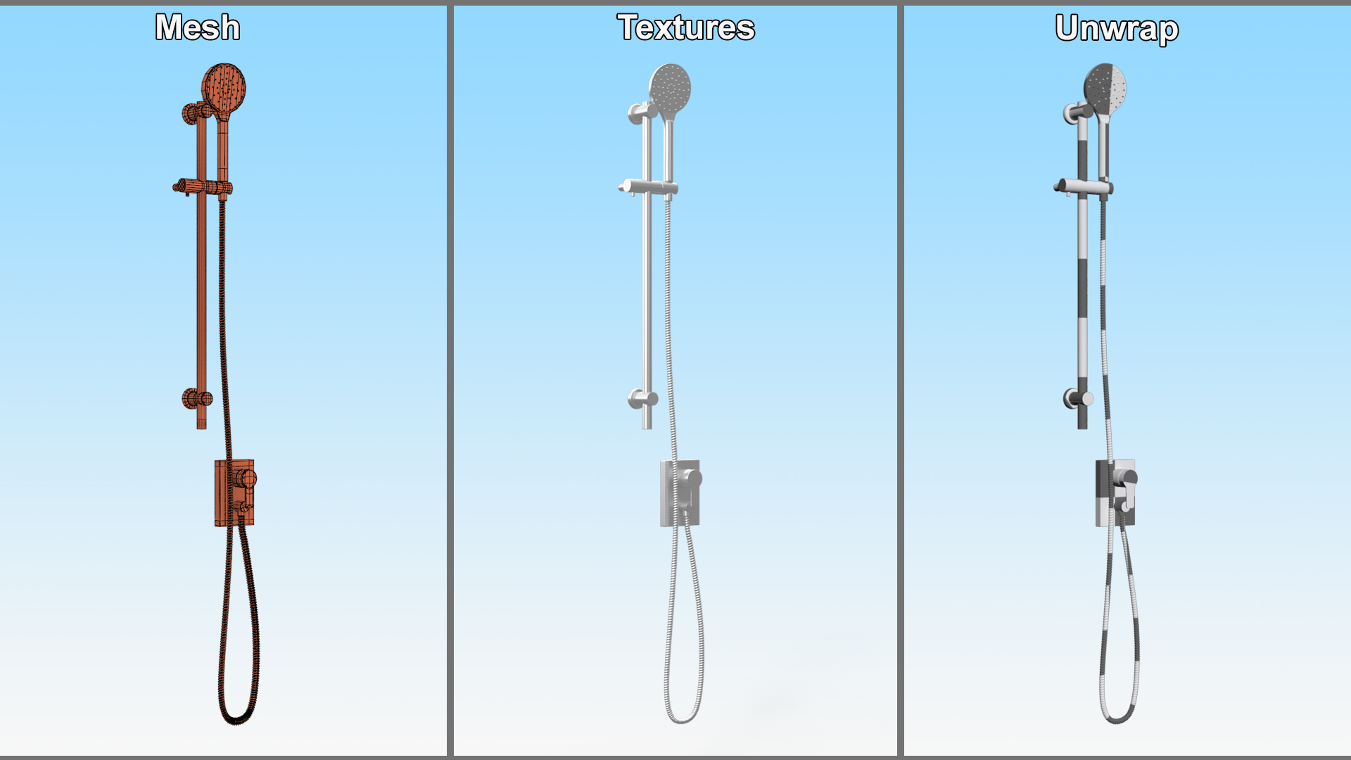 Wall Mount Hand Shower Silver 3D model