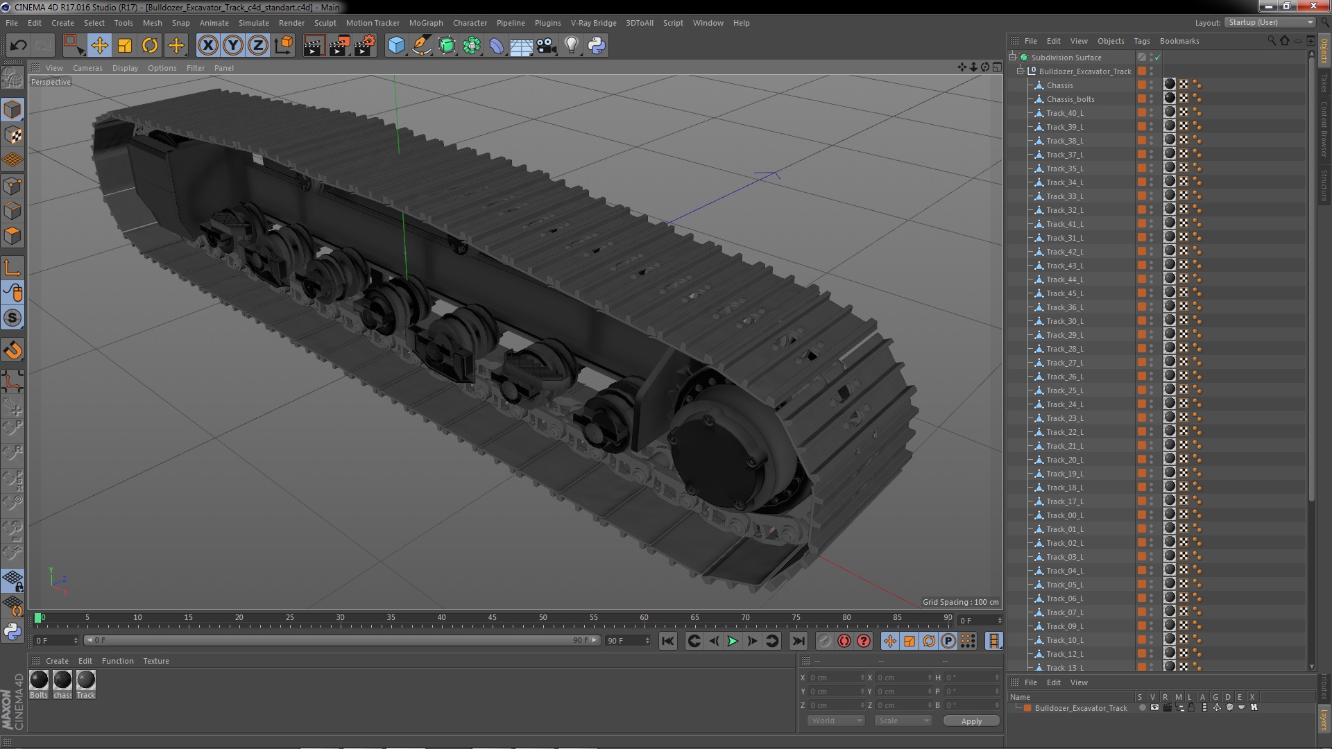 3D model Bulldozer Excavator Track