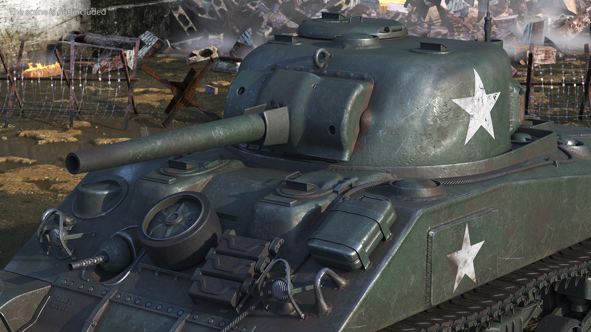 3D Combat M4 Sherman Tank Rigged for Maya model