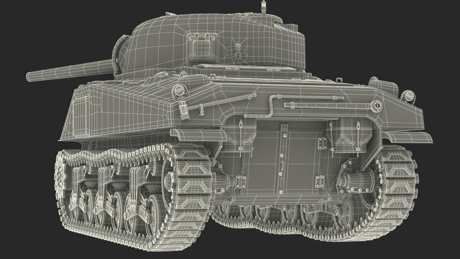 3D Combat M4 Sherman Tank Rigged for Maya model