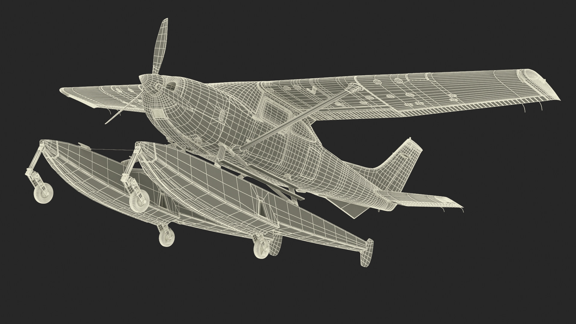 Cessna 182 Skylane Seaplane with Floats 3D model